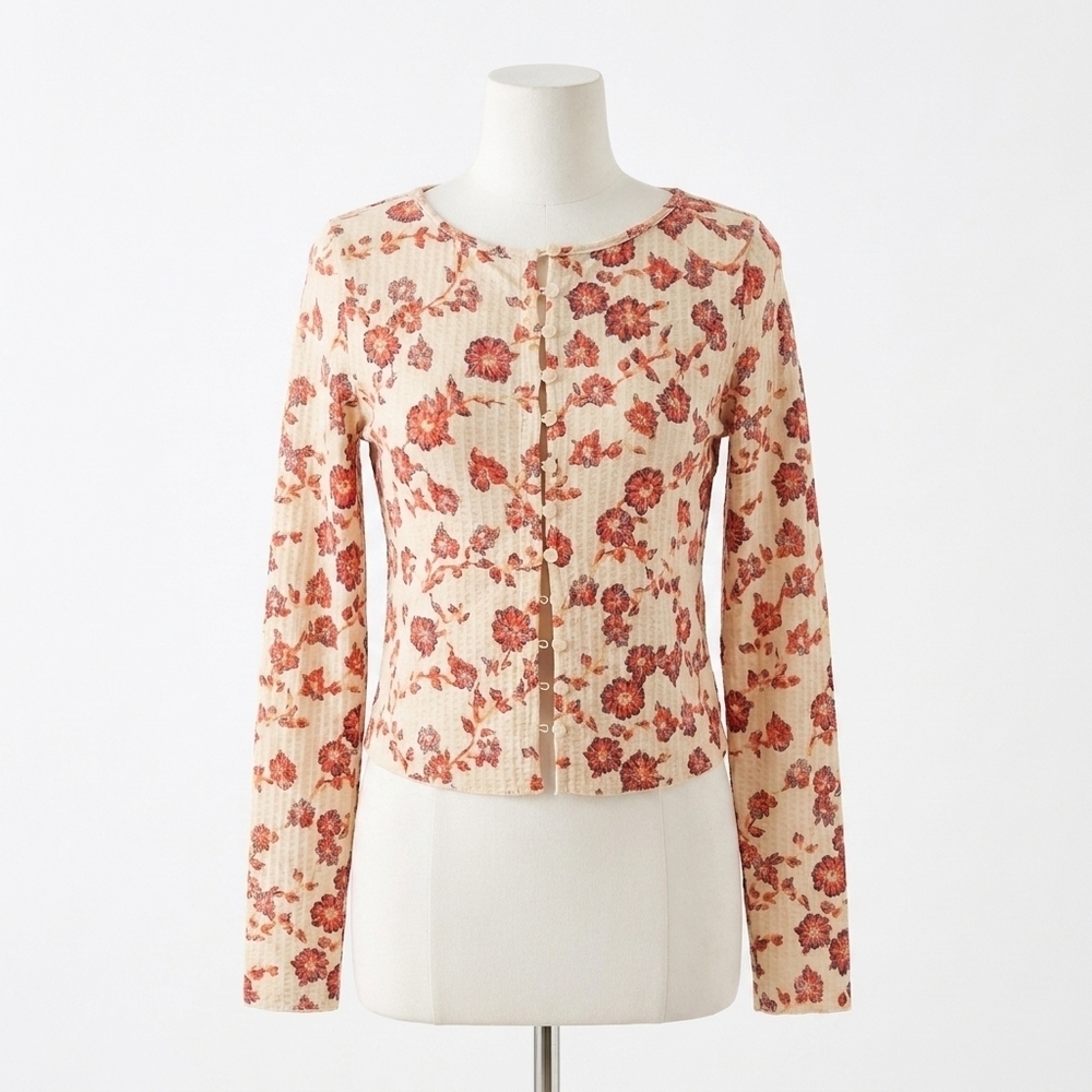 NEW FREE PEOPLE tilly tea top in ivory combo